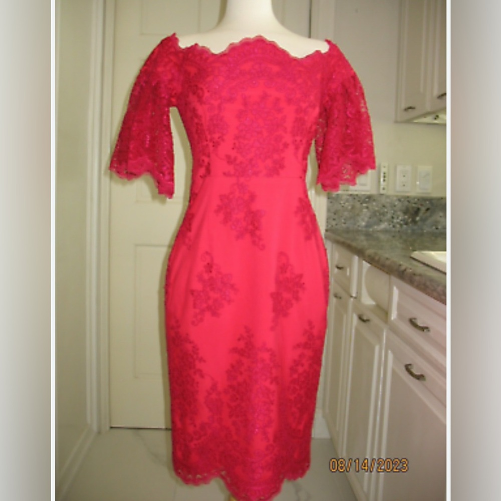 Pink and red Badgley Mischka formal dress